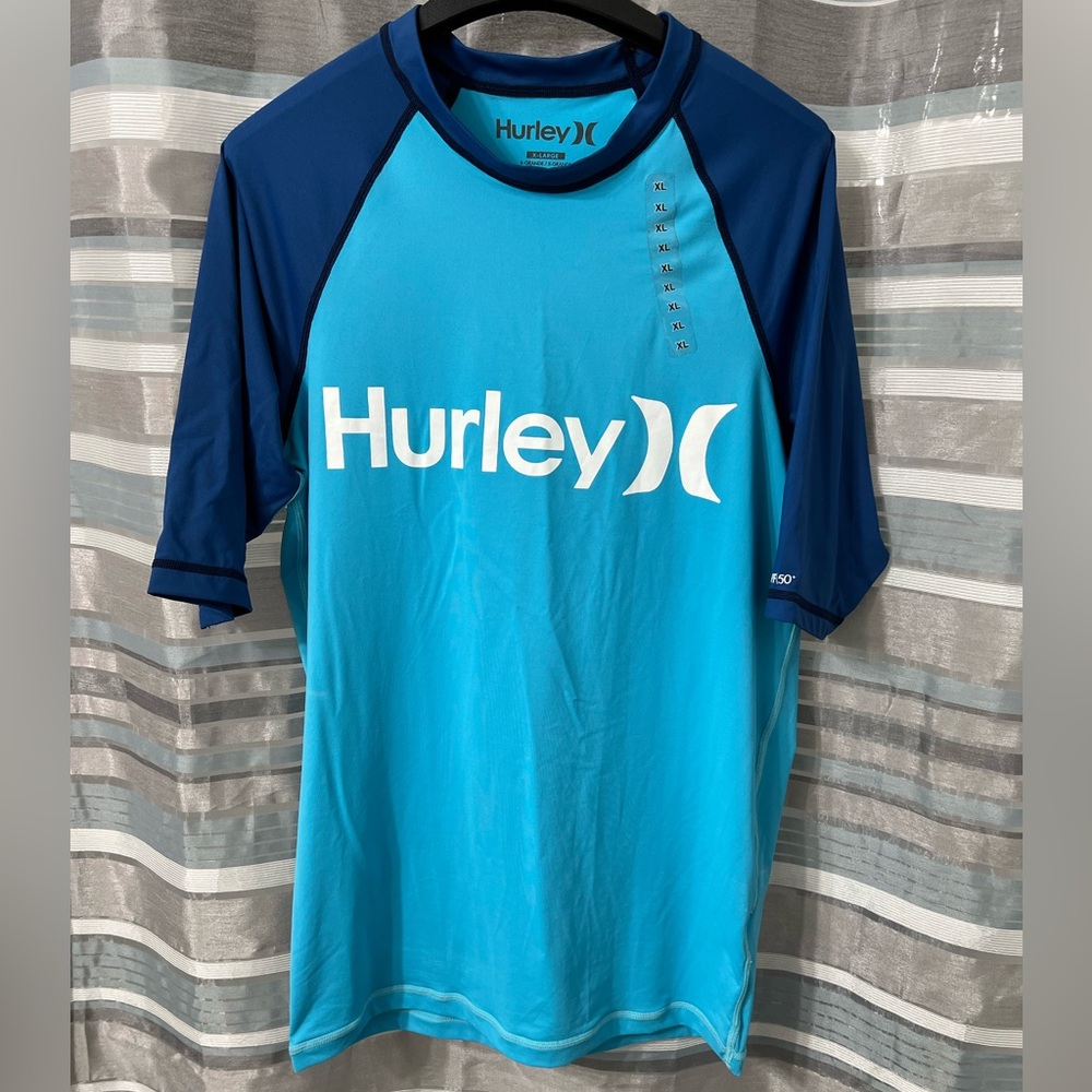 Hurley Blue and White Swim Coverup with Sun Protection